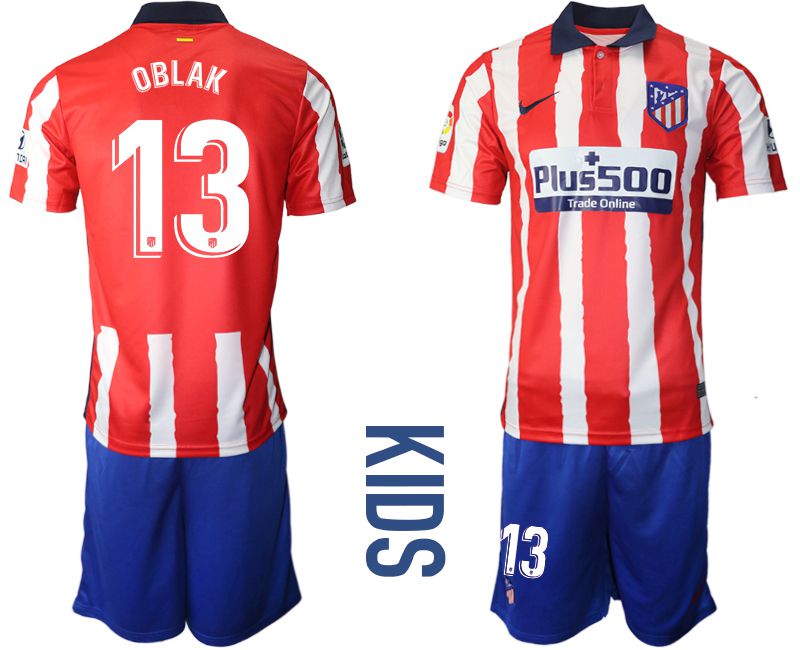 Youth 2020-2021 club Atletico Madrid home #13 red Soccer Jerseys